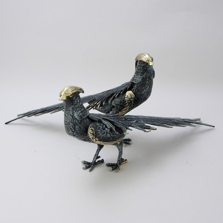 Статуэтка из бронзы Пара синих фазанов Bello De Bronze BP-12010-P, лицевой вид