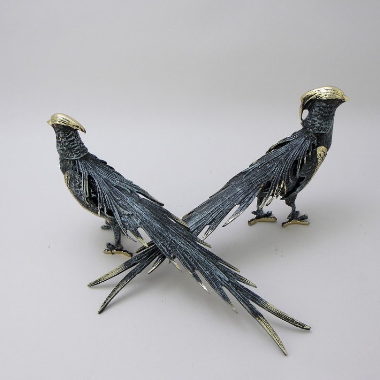 Статуэтка из бронзы Пара синих фазанов Bello De Bronze BP-12010-P, вид сверху