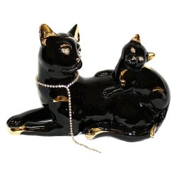 Статуэтка Черная Кошка с котёнком