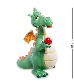 Статуэтка из фарфора Зеленый дракон с красным яблоком