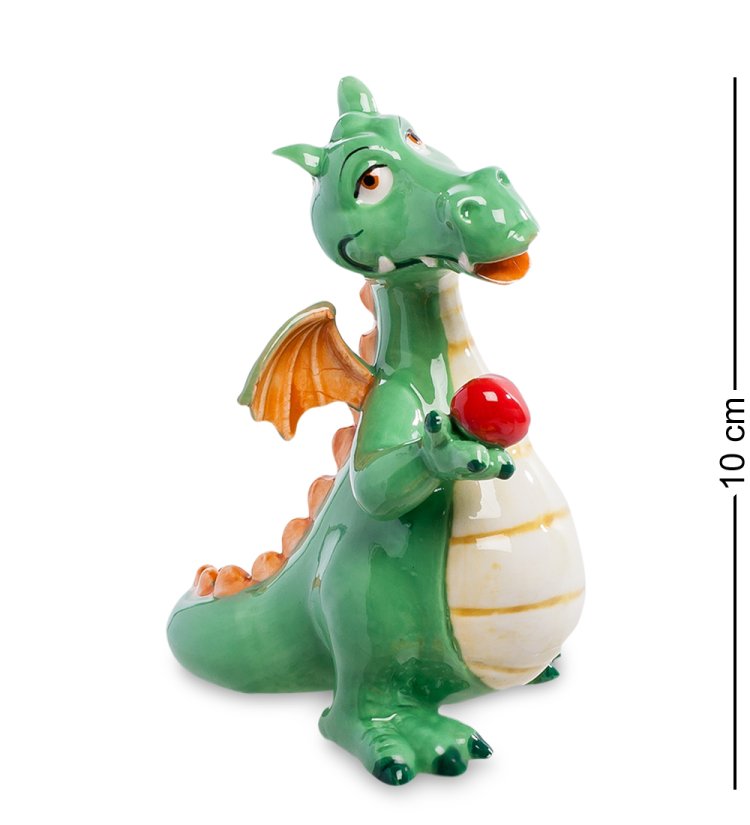Статуэтка из фарфора Зеленый дракон с красным яблоком Pavone JP-41/ 4