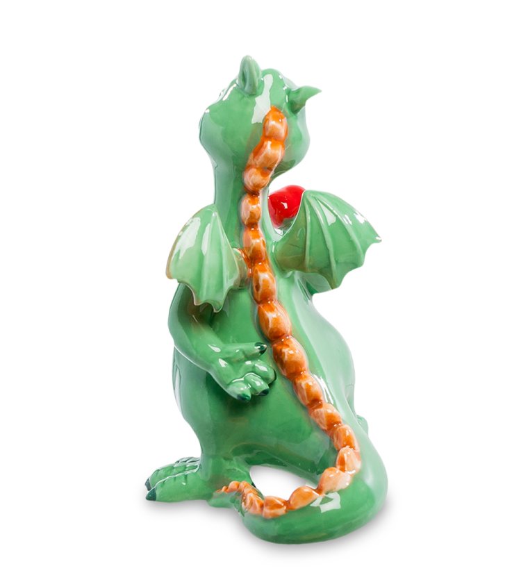 Статуэтка из фарфора Зеленый дракон с красным яблоком Pavone JP-41/ 4, оборотная сторона