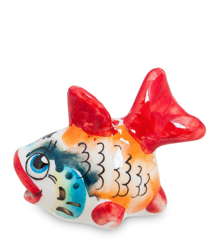 Фигурка Рыба Бычок Цветная гжель ГЛ-255, фотография сбоку