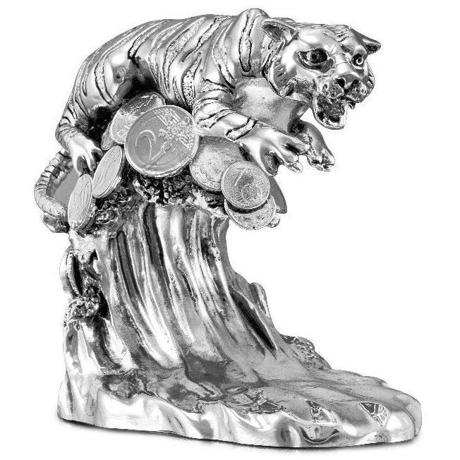 Статуэтка прыгающий Тигр на монетах Euro Far F982A, фотография спереди