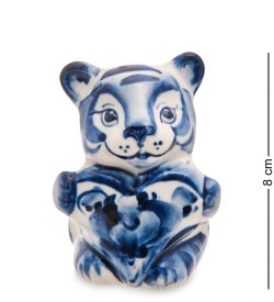 Фигурка Тигренок с сердцем Голубая гжель