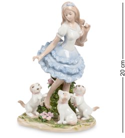 Статуэтка из фарфора Юная Леди с тремя собачками