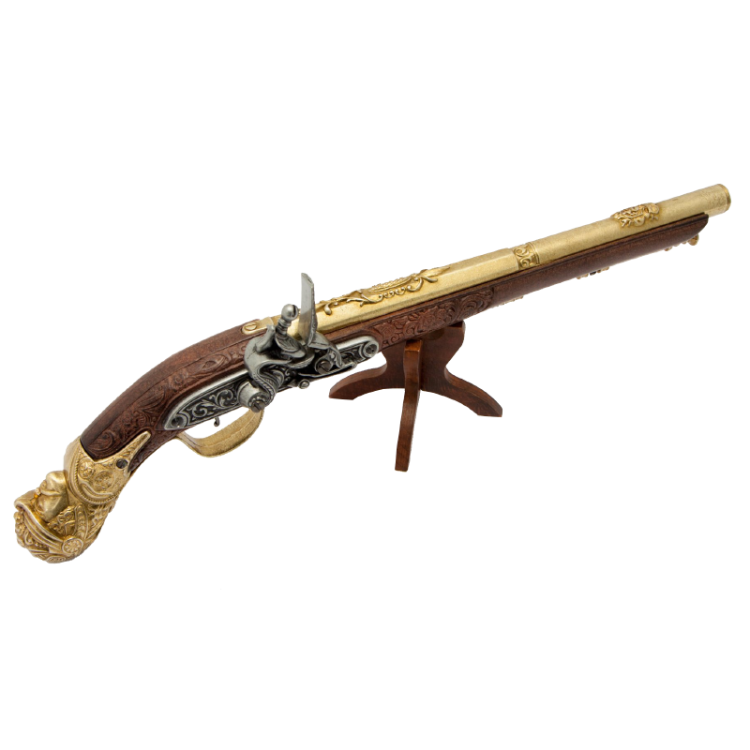 Макет Немецкого Пистоля 17 века Denix 1314, фотография на подставке