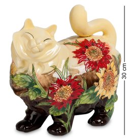Копилка из фарфора Кошка в подсолнухах
