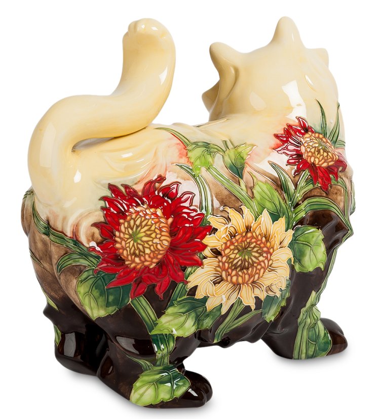 Копилка из фарфора Кошка в подсолнухах Pavone JP-158/ 3, вид сзади