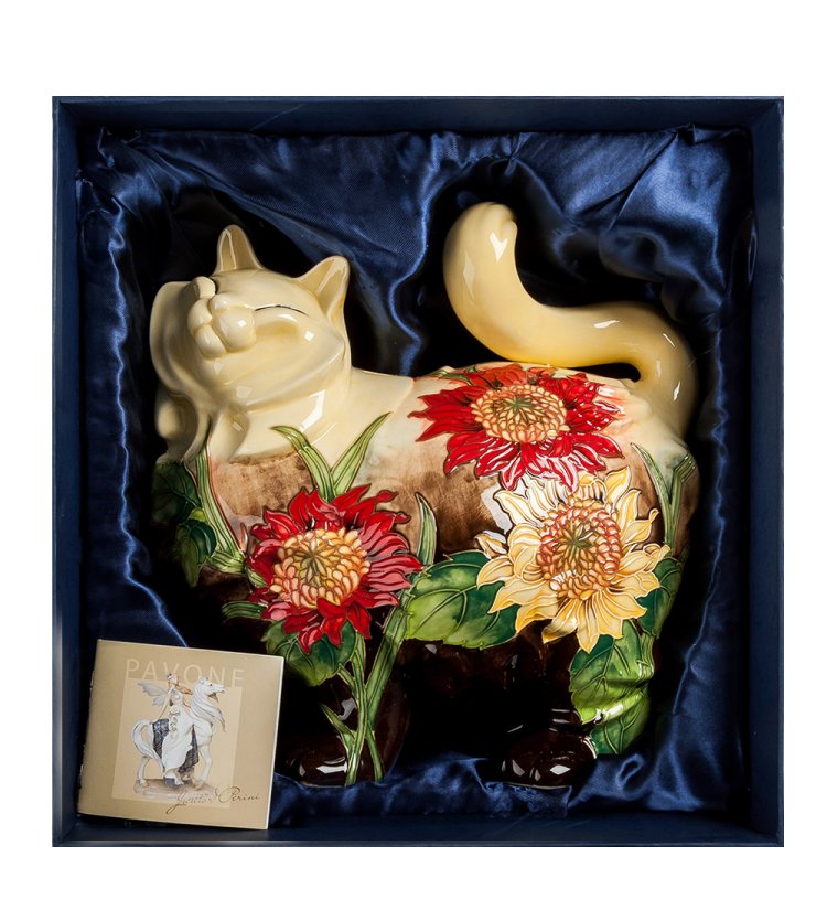 Копилка из фарфора Кошка в подсолнухах Pavone JP-158/ 3, упаковочный вид