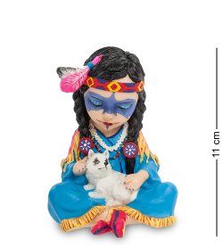 Статуэтка в стиле Фэнтези Индейская девочка с волчонком