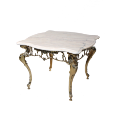 Столик из бронзы Золото Бикош с мраморной столешницей