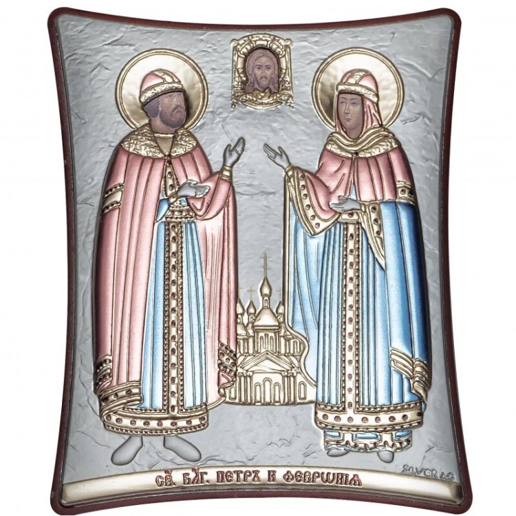 Цветная Икона Петр и Феврония, Размер 8x9 см Slevory 141TBR6FWB