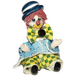 Статуэтка из фарфора Сидящий клоун в синей шляпе