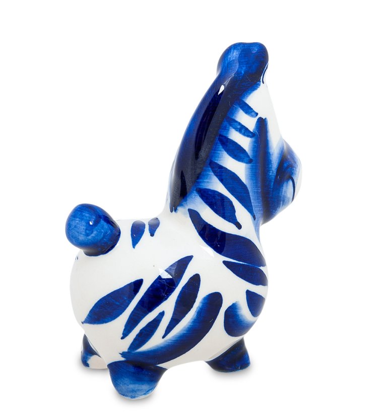 Статуэтка Зебра Голубая гжель ГЛ-138, фотография со спины