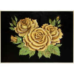 Картина Розы медовые c кристаллами Swarovski