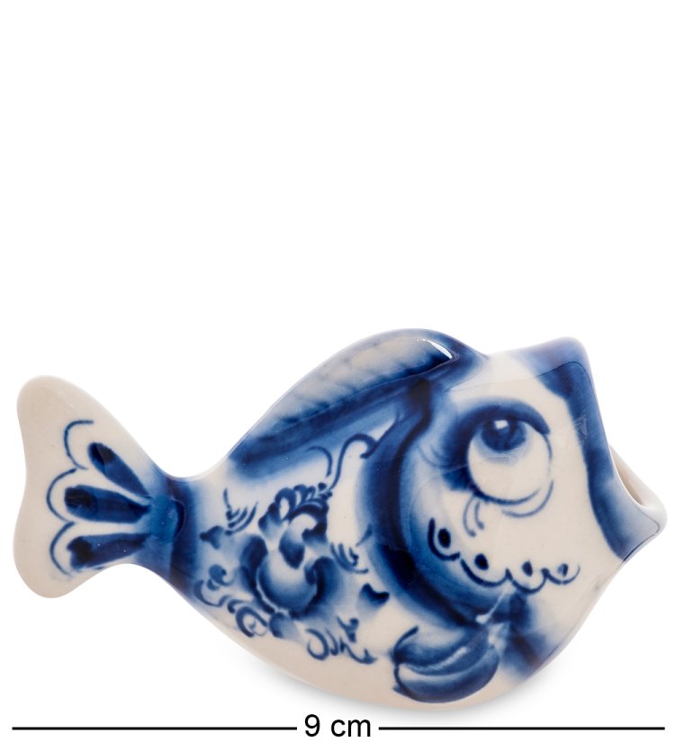 Подставка для зубочисток Рыба Голубая гжель ГЛ-598, фотография сбоку