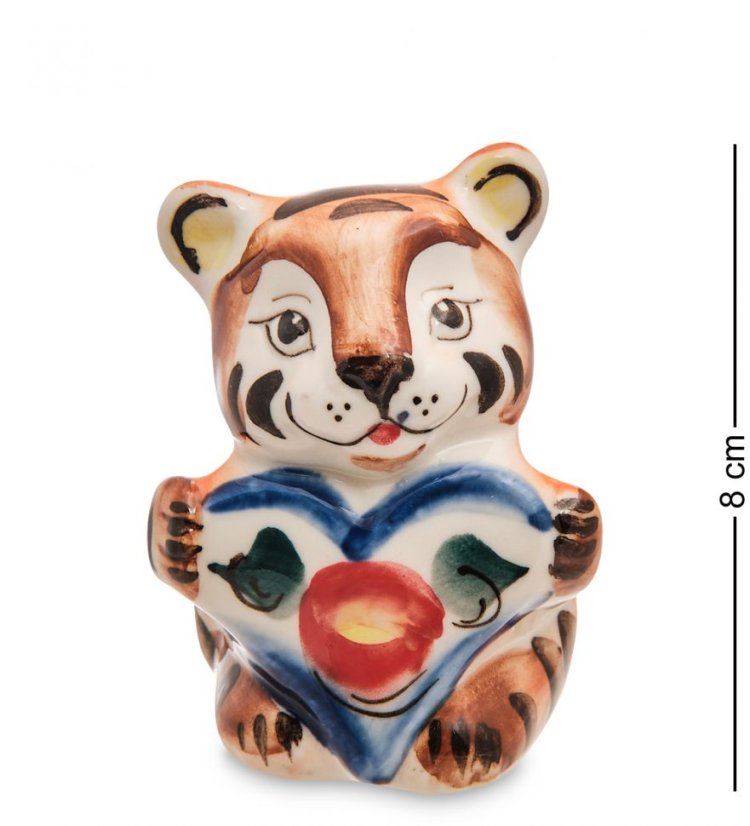 Фигурка Тигренок с сердцем Цветная гжель ГЛ- 38