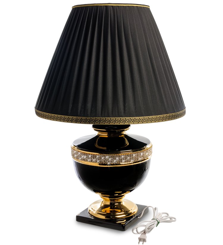 Настольная лампа Arcade Черная с кристаллами Сваровски Ahura, фотография с обратной стороны