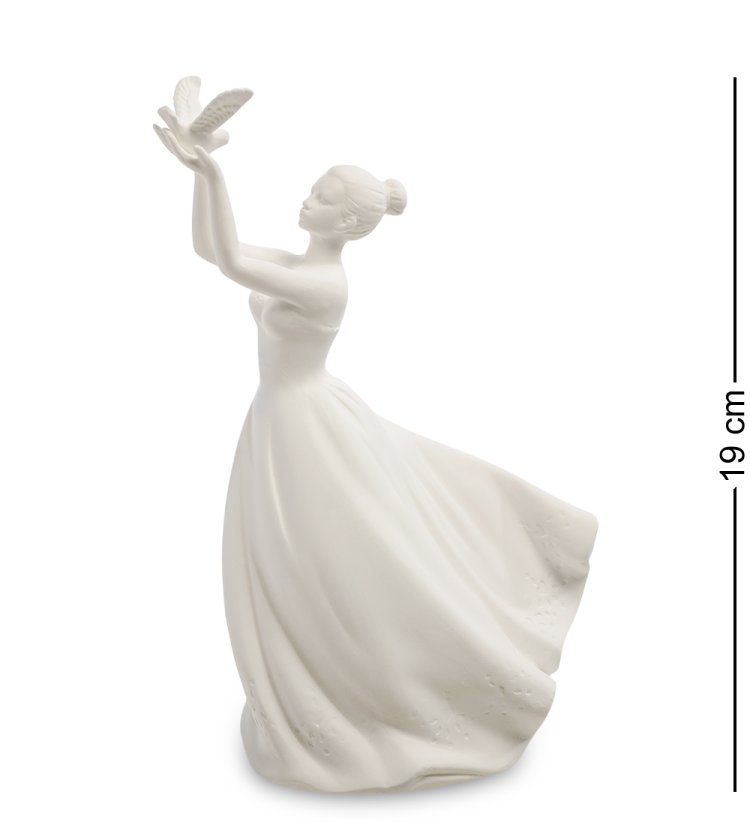 Статуэтка из бисквитного фарфора с подсветкой Леди с голубем Pavone JP-186/ 40