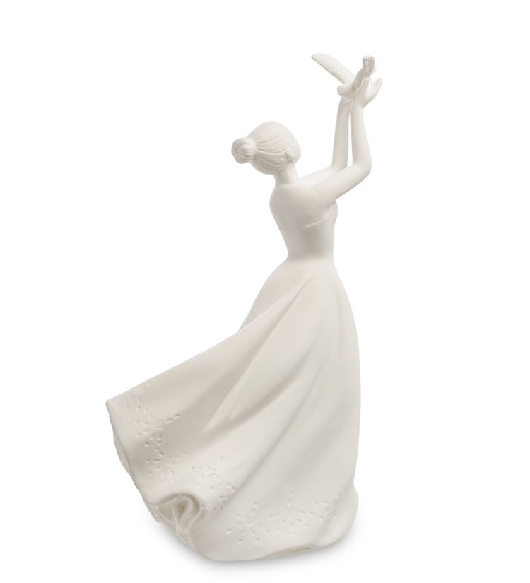 Статуэтка из бисквитного фарфора с подсветкой Леди с голубем Pavone JP-186/ 40, фотография сбоку