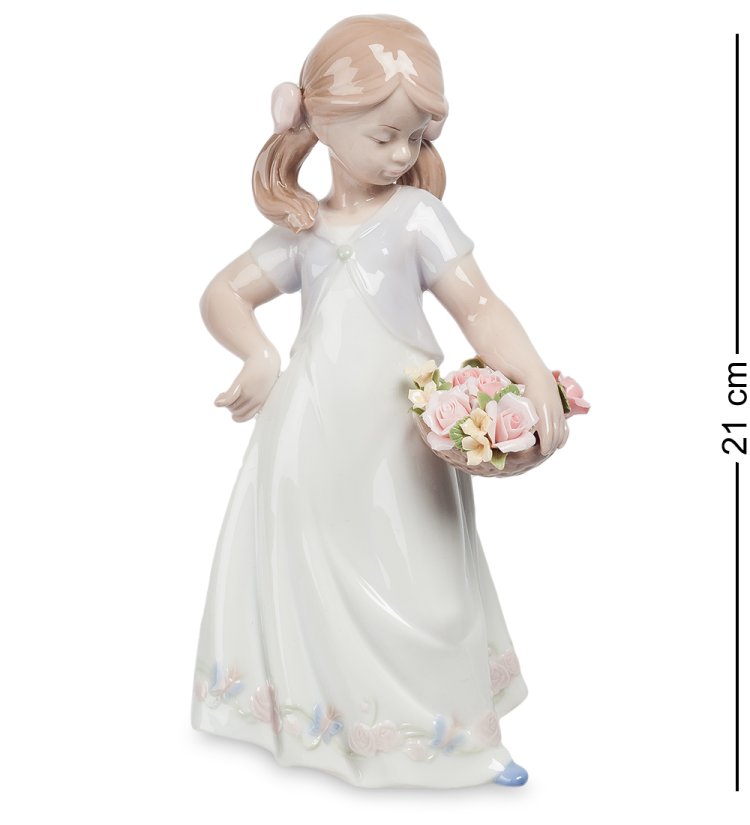 Статуэтка из фарфора Девочка с цветами в корзине Pavone JP-29/ 8