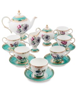 Чайный сервиз на 6 персон из фарфора Цветок Неаполя