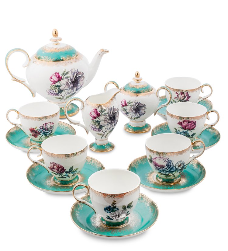 Чайный сервиз на 6 персон из фарфора Цветок Неаполя Pavone JK- 20
