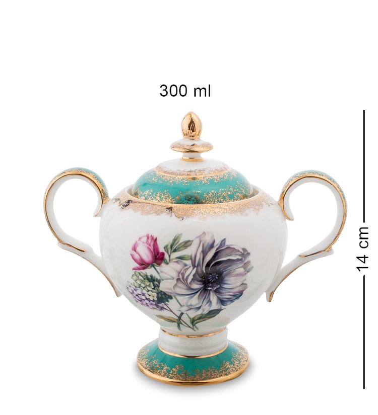 Чайный сервиз на 6 персон из фарфора Цветок Неаполя Pavone JK- 20, фотография сахарницы