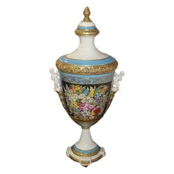 Амфора из фарфора Империя с голубым рисунком