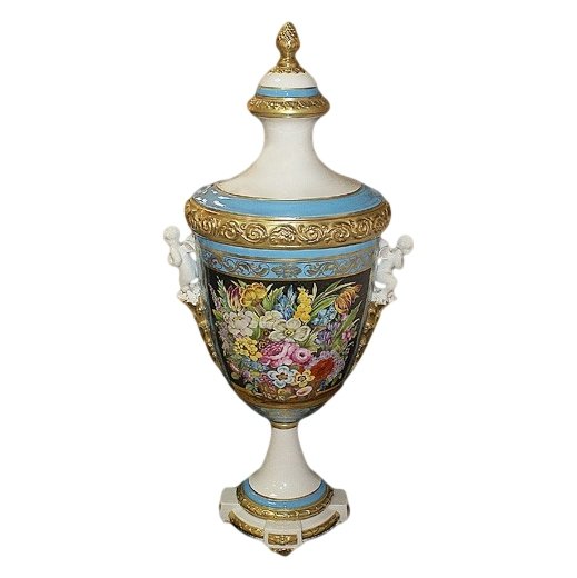 Амфора из фарфора Империя с голубым рисунком