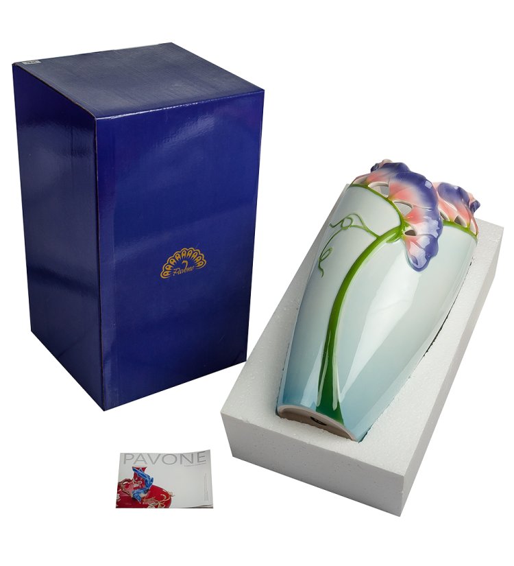 Ваза для цветов из фарфора Душистый Горошек Pavone FM-45, фотография в упаковке