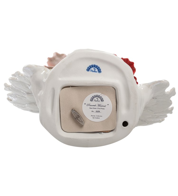 Музыкальная статуэтка из керамики Павлин Pavone CMS-15/39, фотография снизу