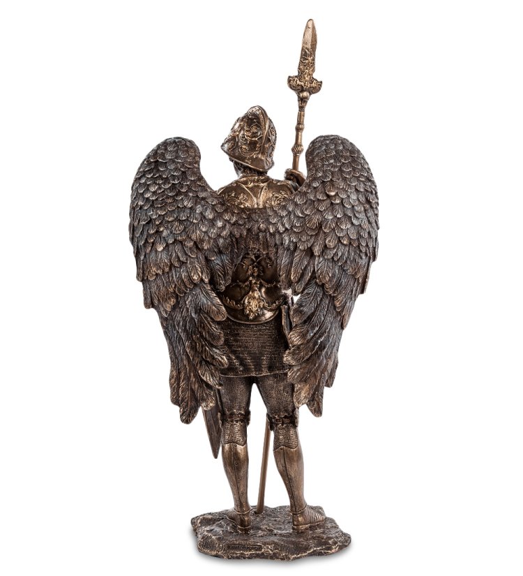 Статуэтка Святой Архангел Михаил с медным щитом Veronese WS-635/ 1, оборотная сторона
