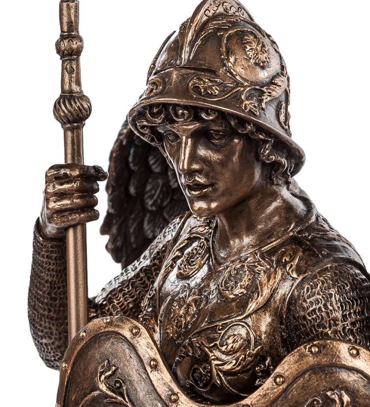 Статуэтка Святой Архангел Михаил с медным щитом Veronese WS-635/ 1, портретный вид