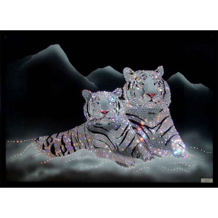 Картина Он и она (Тигры) c кристаллами Swarovski
