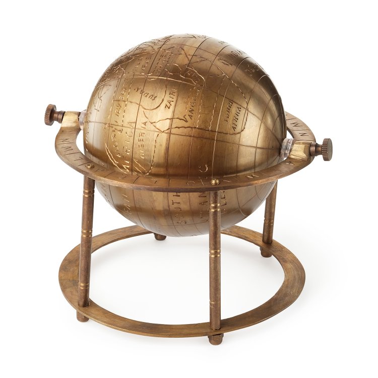 Винтажный глобус из латуни, высота 20 см, фотография 2