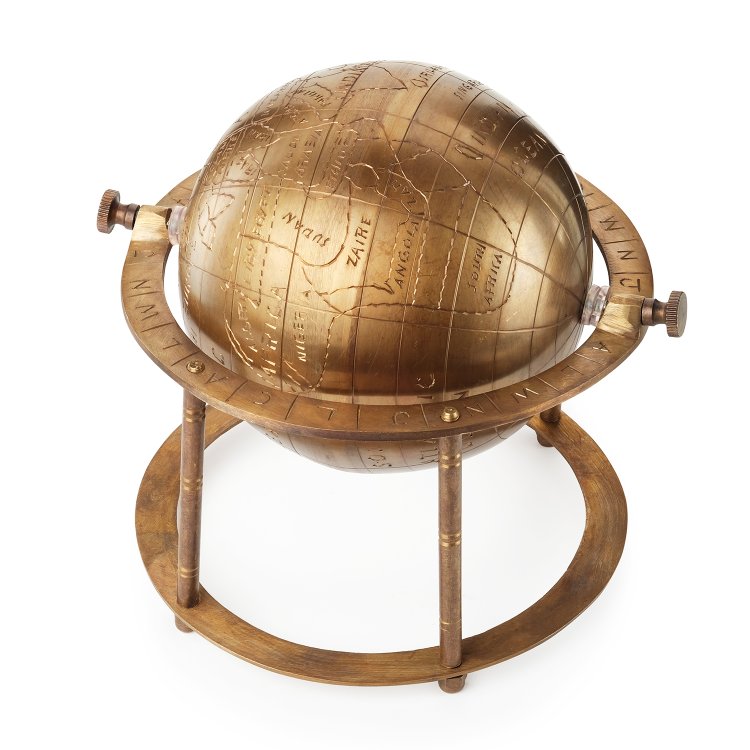 Винтажный глобус из латуни, высота 20 см, фотография 3