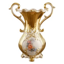 Ваза для цветов золотая из керамики Барокко