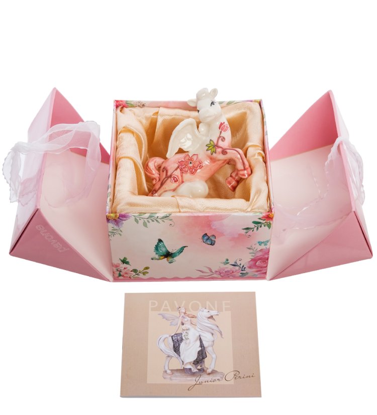 Статуэтка из фарфора Розовая Лошадка-ангелочек Pavone JP-61/23, упаковочный вид