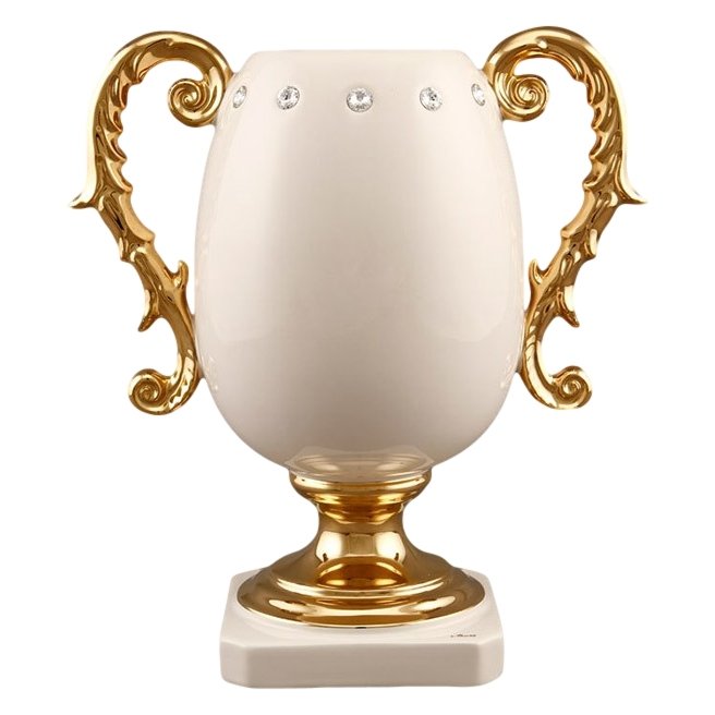 Ваза кубок с золотыми ручками