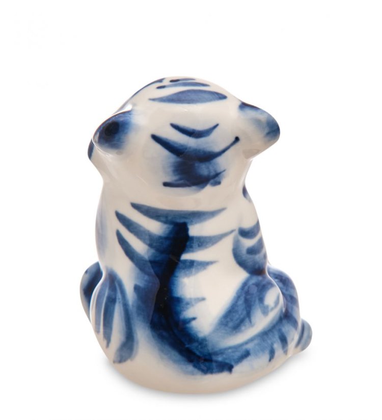 Фигурка Тигренок с мешком Голубая гжель ГЛ- 39, оборотная сторона