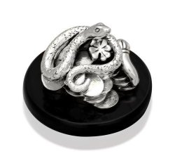 Статуэтка Змея на подставке посеребрение глянцевое