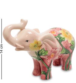 Статуэтка из фарфора Розовый слоник с поднятым хоботом