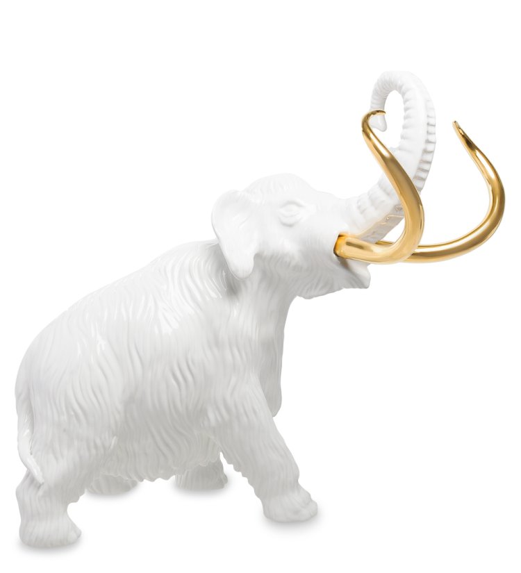 Статуэтка Белый Мамонт с золотыми бивнями Ahura, фотография сбоку