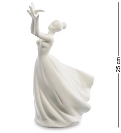 Статуэтка с подсветкой из фарфора Леди с птичкой