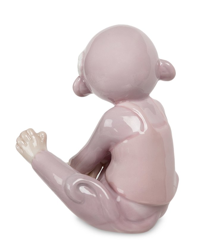 Статуэтка из фарфора Розовая Обезьянка поцелуй Pavone JP-81/ 9, фотография со спины