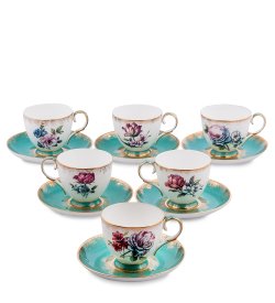 Чайный набор на 6 персон из фарфора Цветок Неаполя