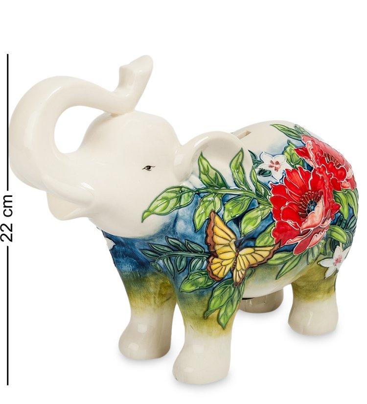 Копилка из фарфора Слон с красным цветком Pavone JP-158/ 5