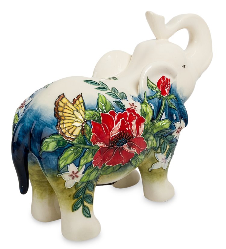 Копилка из фарфора Слон с красным цветком Pavone JP-158/ 5, вид сзади
